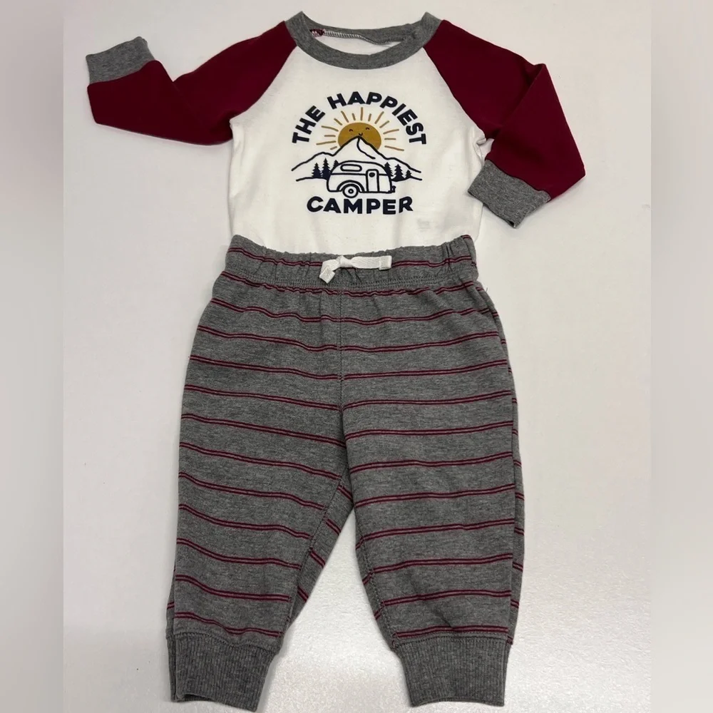 Carter's 4 Piece Infant Baby Set ‘Happiest  Camper’ Pants Long Sleeve Bodysuits